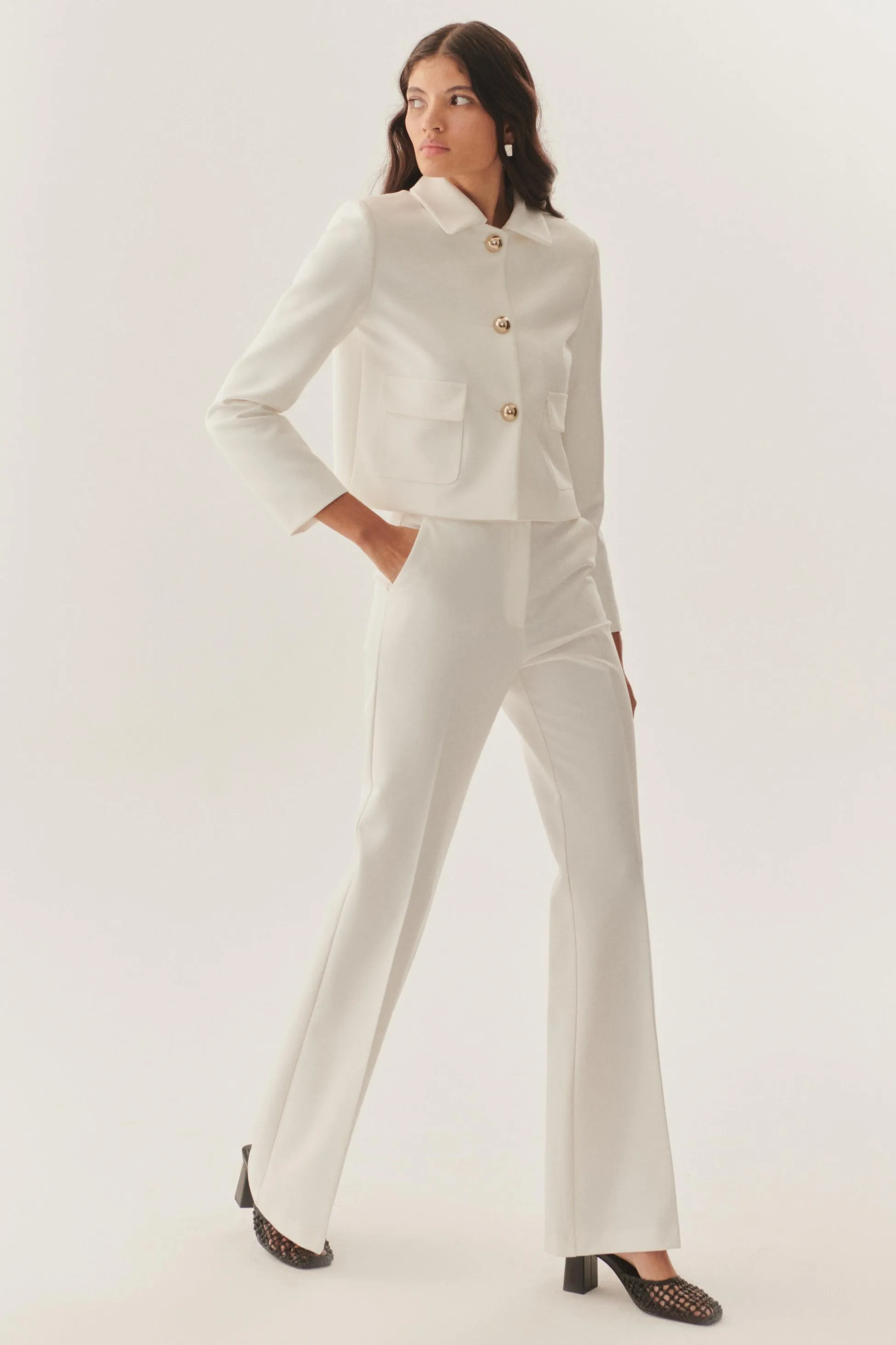 White Classic High-Waist Pants