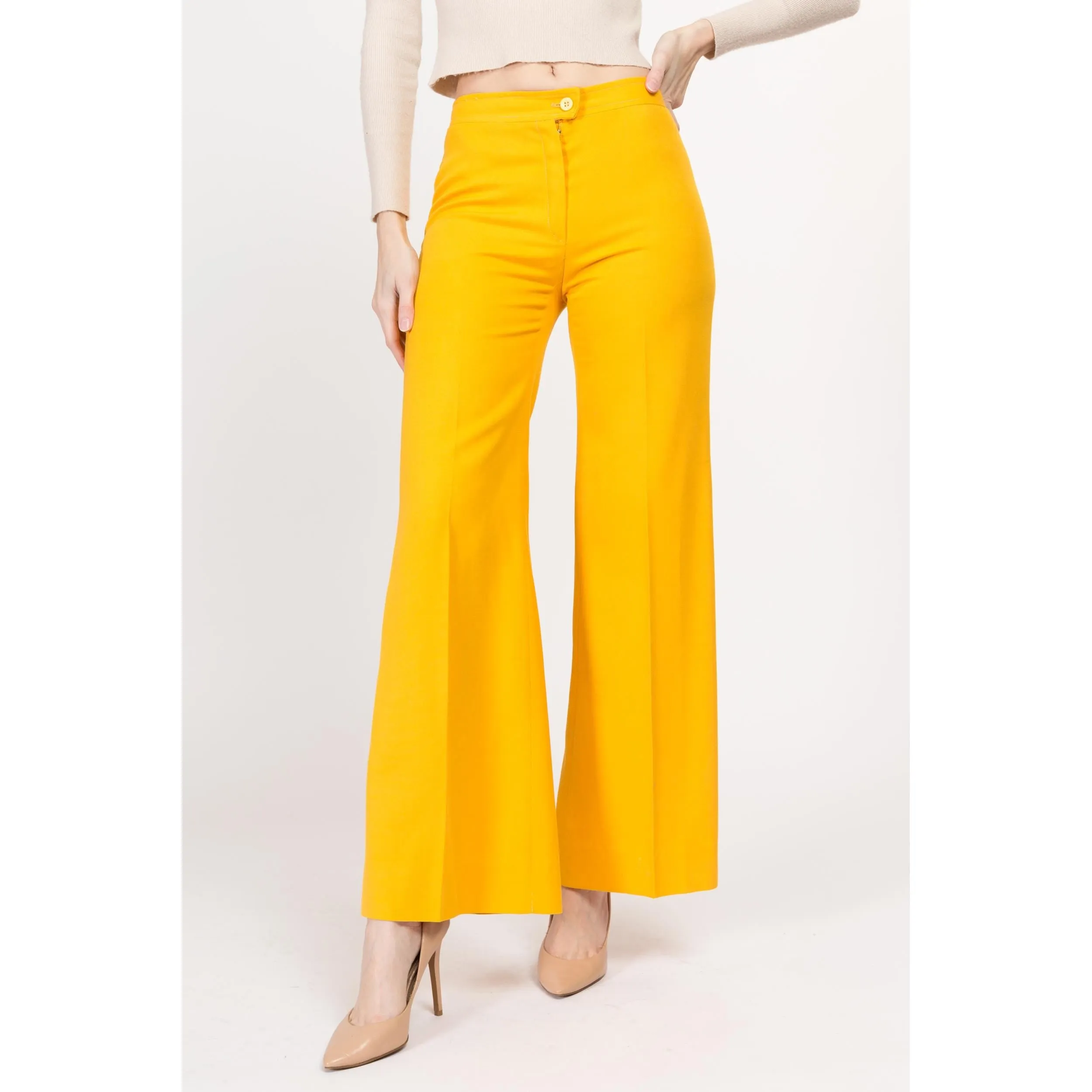 XS 70s Bright Yellow Flared Pants