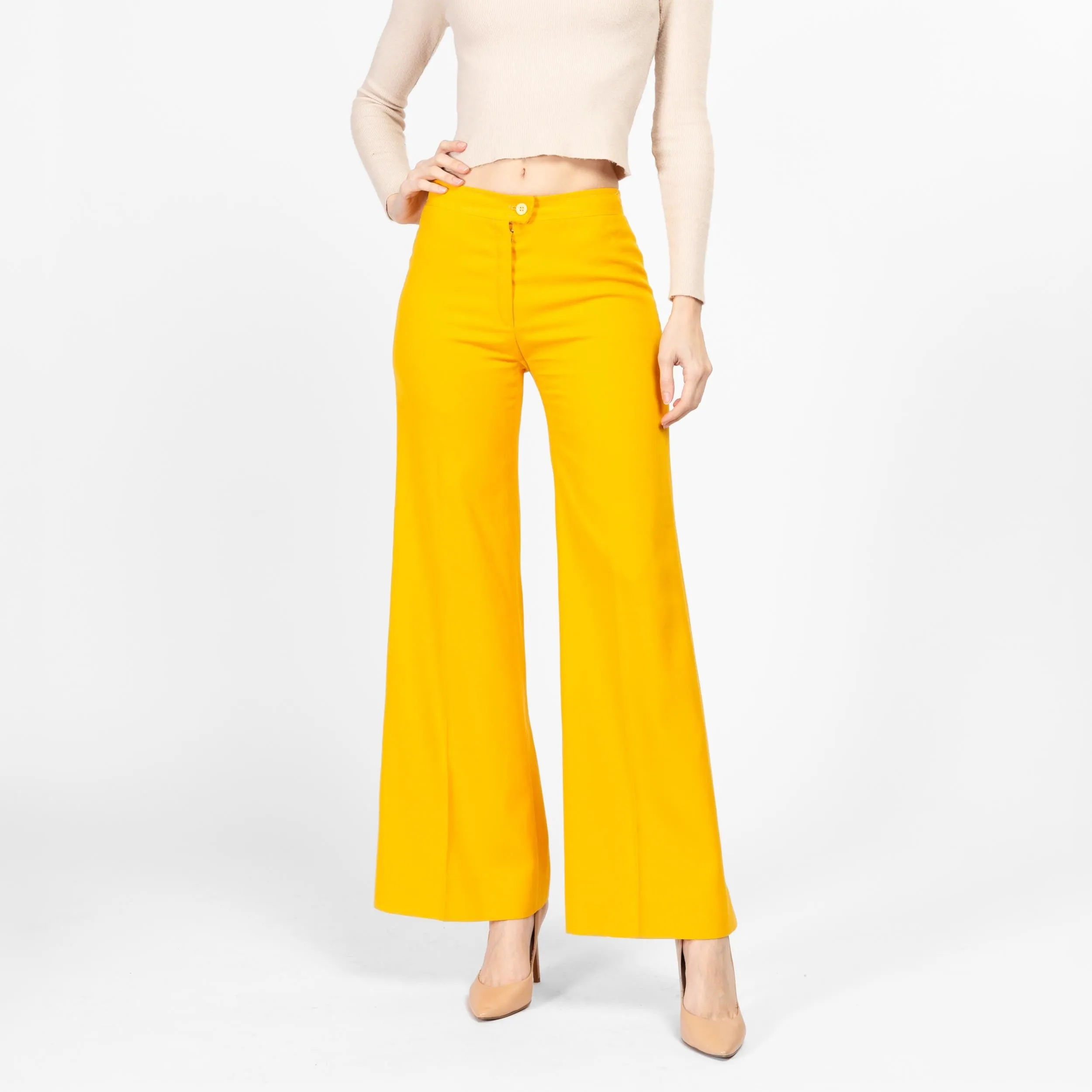 XS 70s Bright Yellow Flared Pants